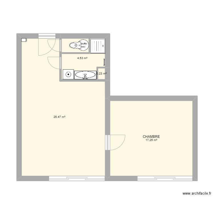 LA MONGIE test toilette 2. Plan de 4 pièces et 48 m2