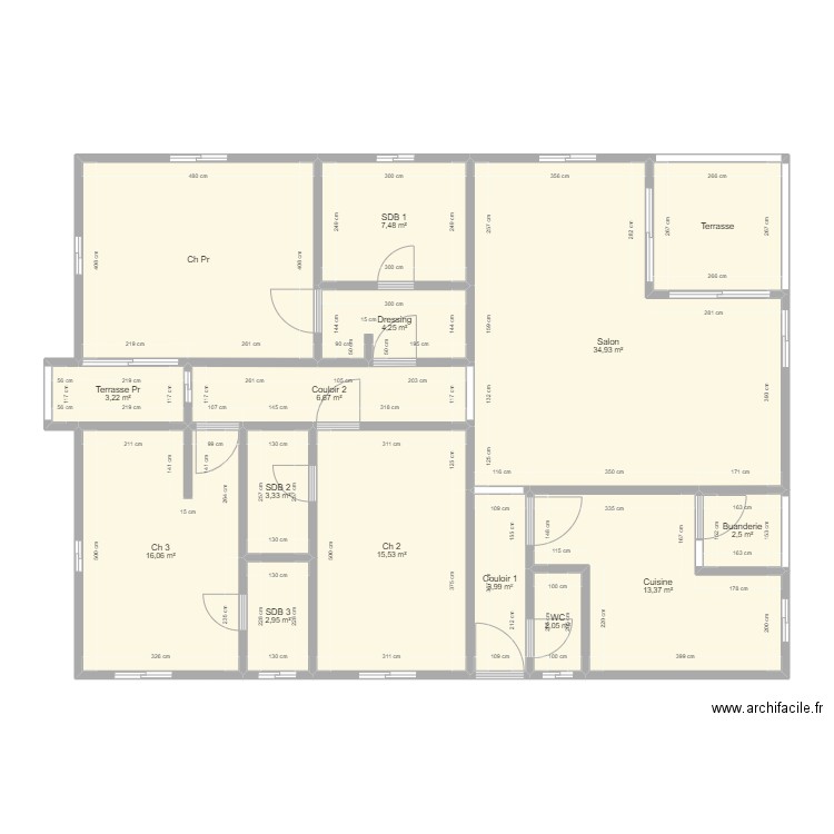 Plan Appart Synatresor. Plan de 15 pièces et 143 m2