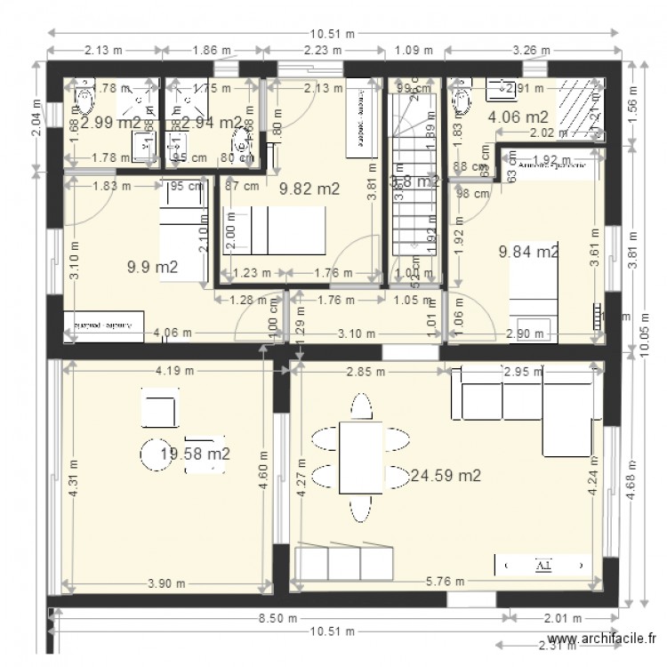 AGRANDISSEMENT MAISON AVEC lit simple bis. Plan de 0 pièce et 0 m2