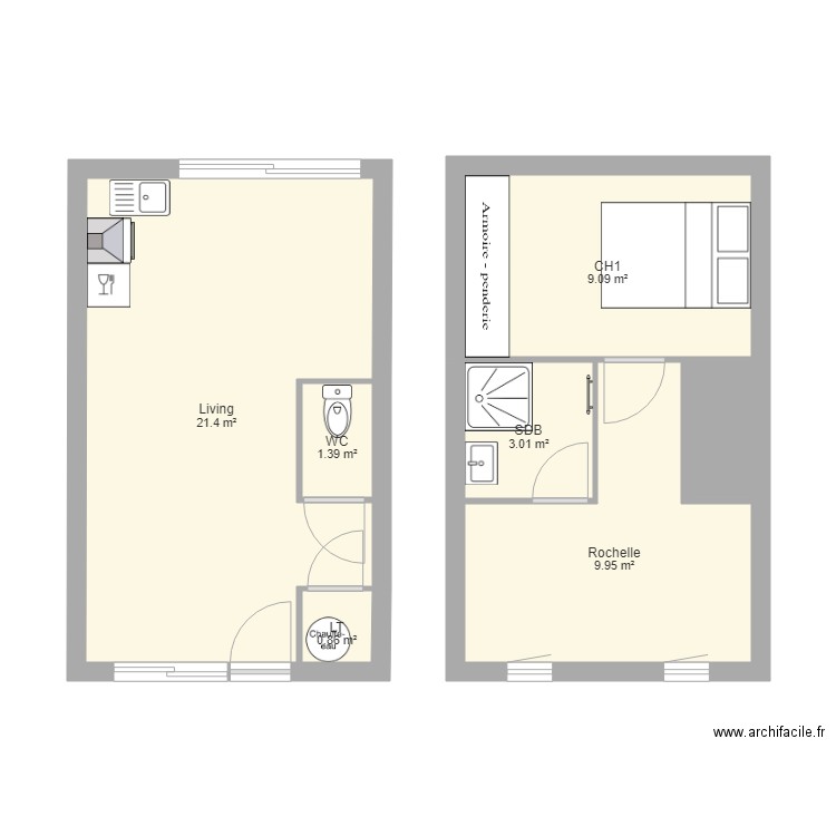 grenade duplex. Plan de 0 pièce et 0 m2