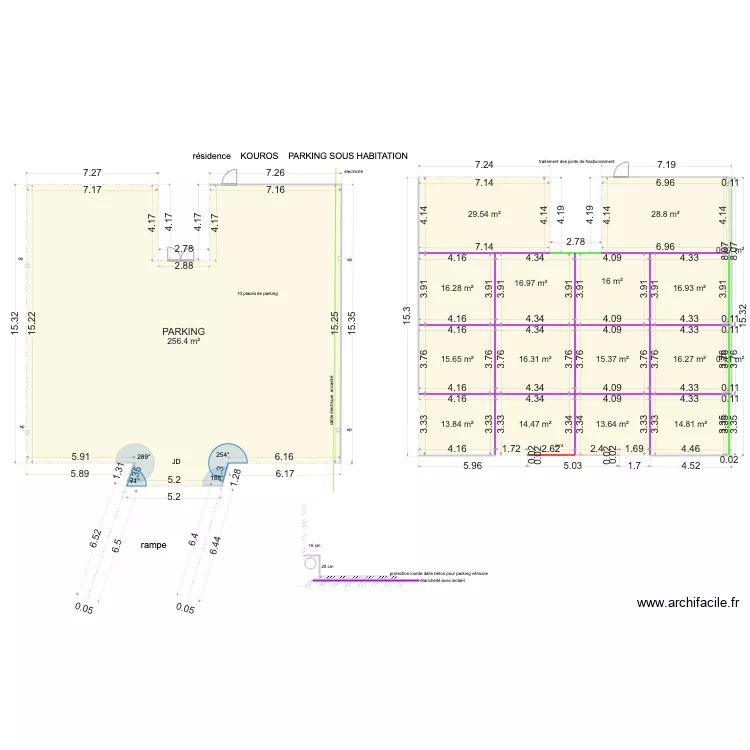 RESIDENCE KOUROS PARKING. Plan de 