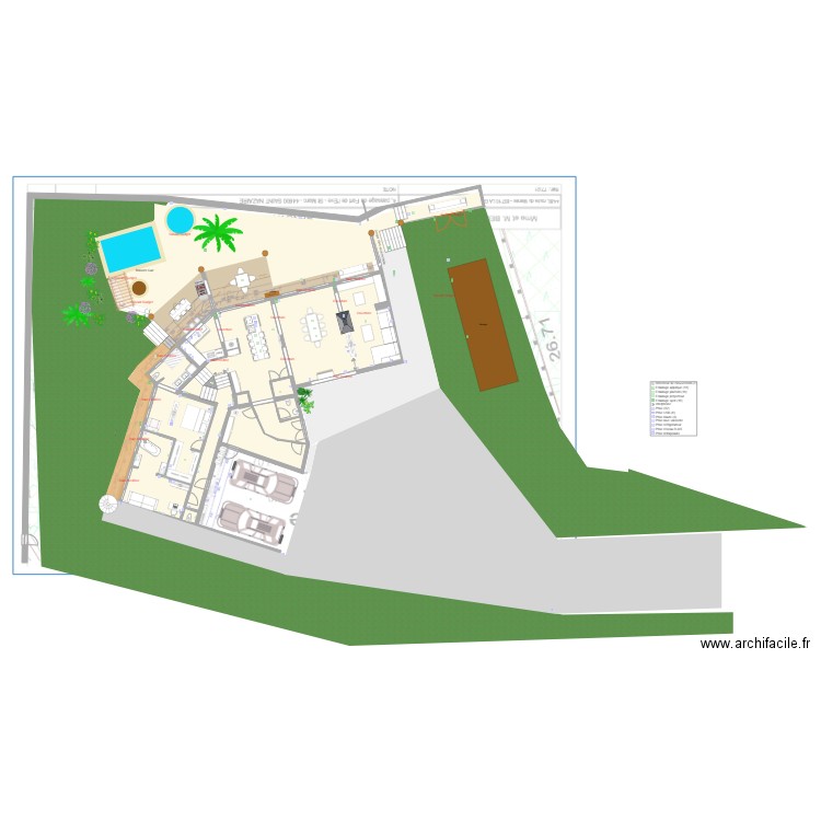 rdc original avec agrandissement v2. Plan de 9 pièces et 171 m2