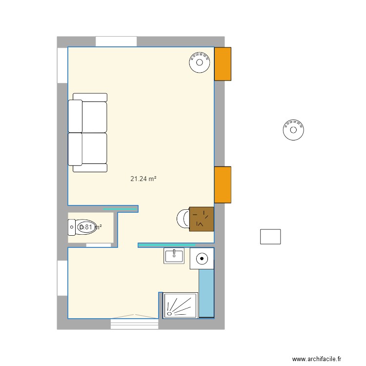 Grrr révolution 5. Plan de 2 pièces et 22 m2