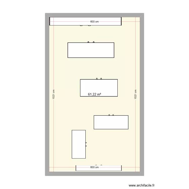 Piece vie 6 m sur 10.20 avec table 2.50 x 1.25. Plan de Piece vie 6 m sur 10.20 avec table 2.50 x 1.25. Plan de