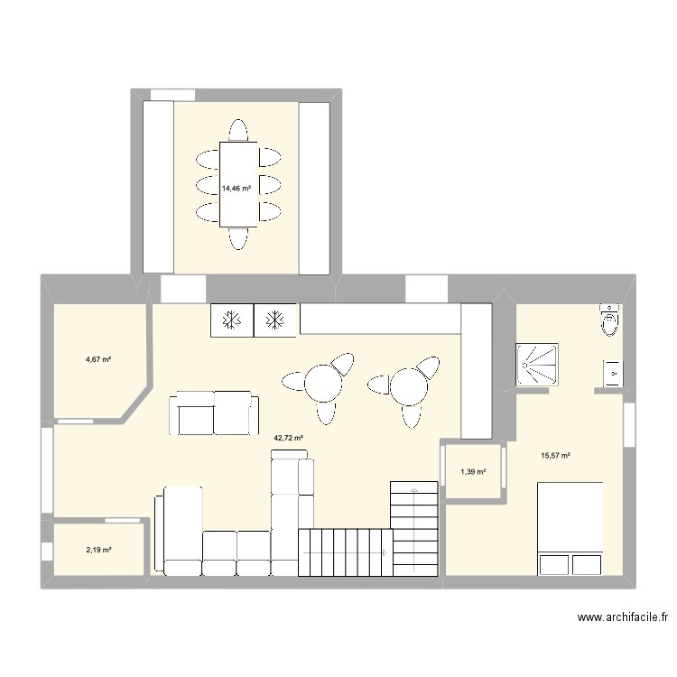 Plan La Villa Zen - RDC V2. Plan de 6 pièces et 81 m2