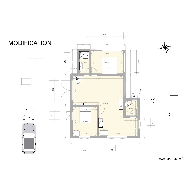 BIOT MODIF 4 EN COURS. Plan de 5 pièces et 64 m2