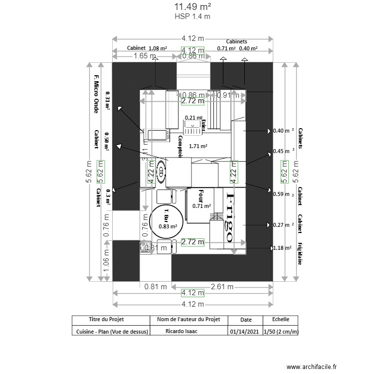 PLAN   CUISINE VUE DE DESSUS 6666666666666666666666. Plan de 0 pièce et 0 m2