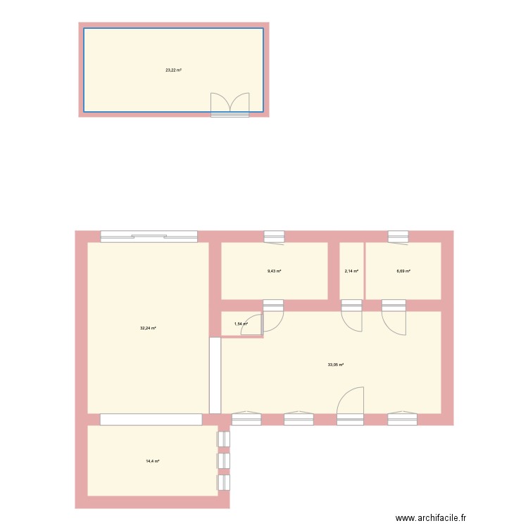 LONGERE CHATEAU. Plan de 8 pièces et 123 m2