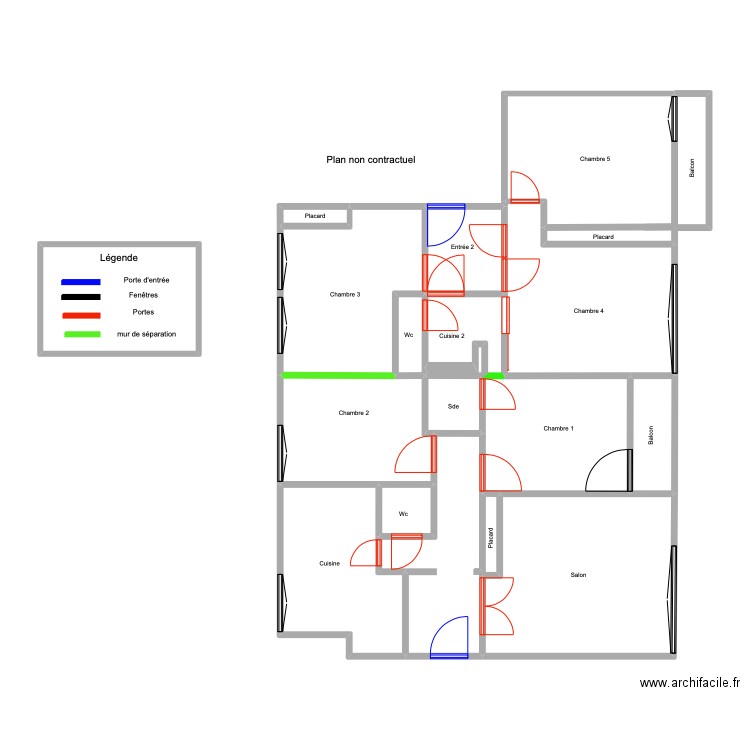 Appartement ROUSSEAU sans mesure séparé . Plan de 15 pièces et 106 m2