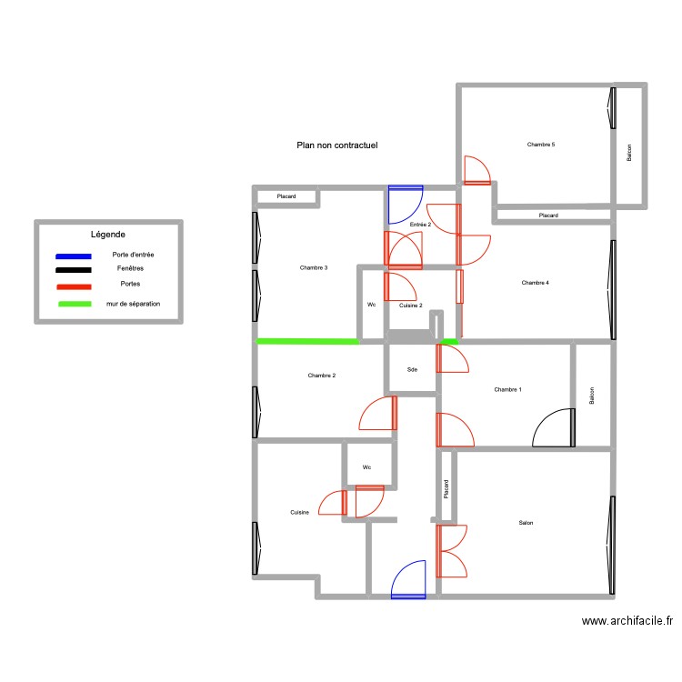 Appartement ROUSSEAU sans mesure séparé . Plan de 0 pièce et 0 m2