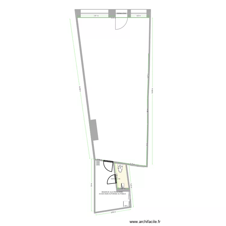 INSTITUT AVANT TRAVAUX. Plan de 1  et 2 m²