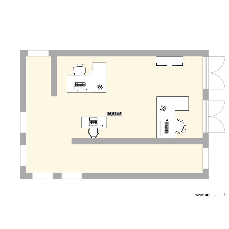 Service RH. Plan de 1 pièce et 37 m2