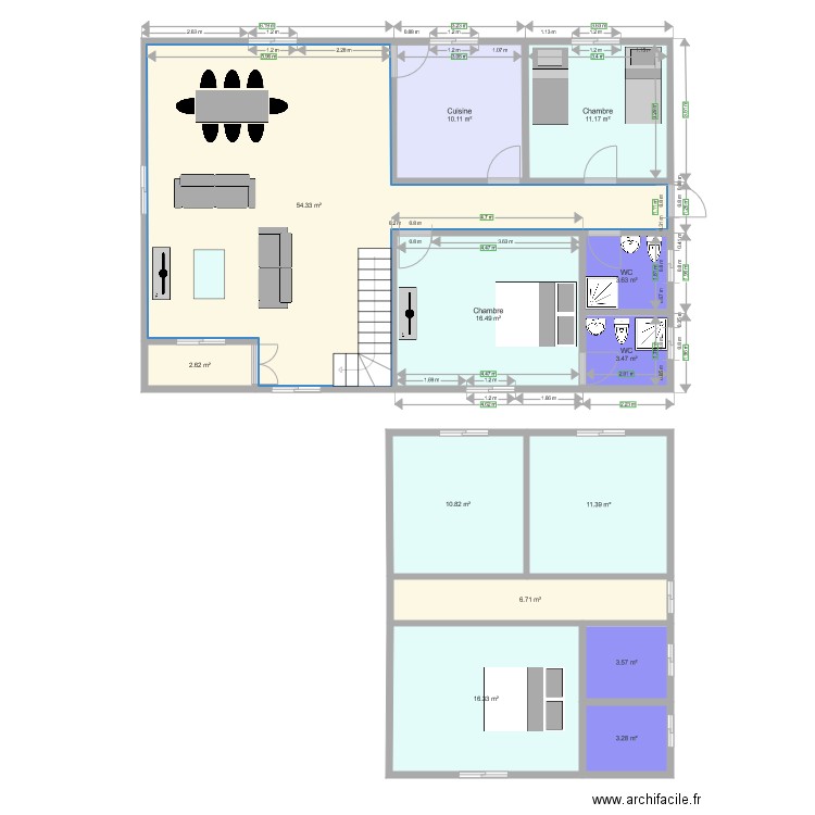 plan 4 chambres. Plan de 0 pièce et 0 m2