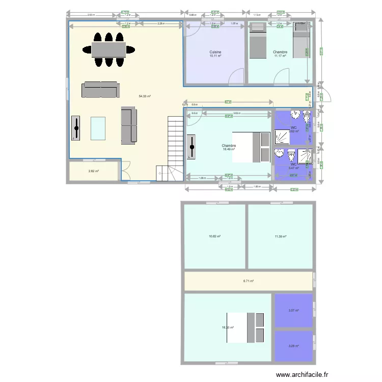 plan 4 chambres. Plan de 