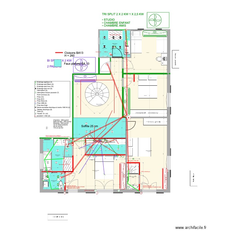 Chambre lit centrale V10. Plan de 0 pièce et 0 m2