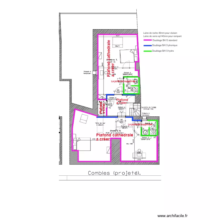 St MARTIN  Plan PLATRERIE combles. Plan de 