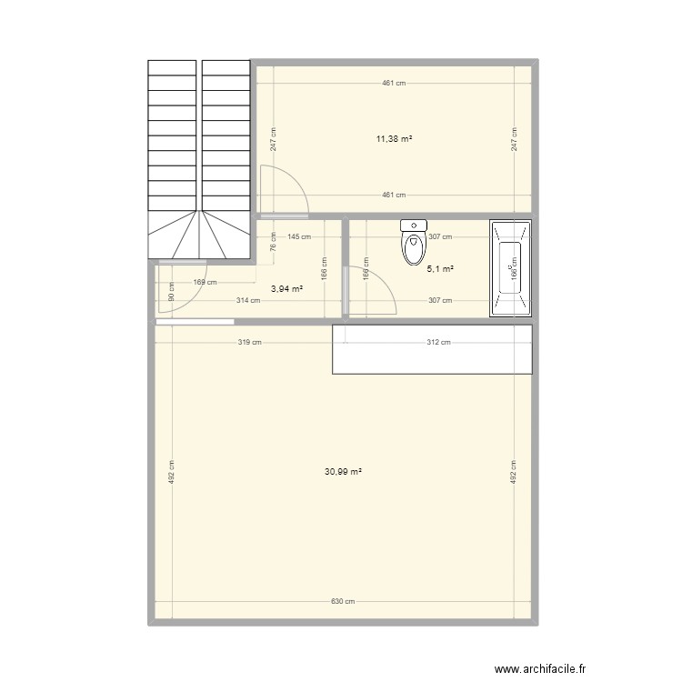 Plan 2ème étage Fanfares 34. Plan de 4 pièces et 51 m2