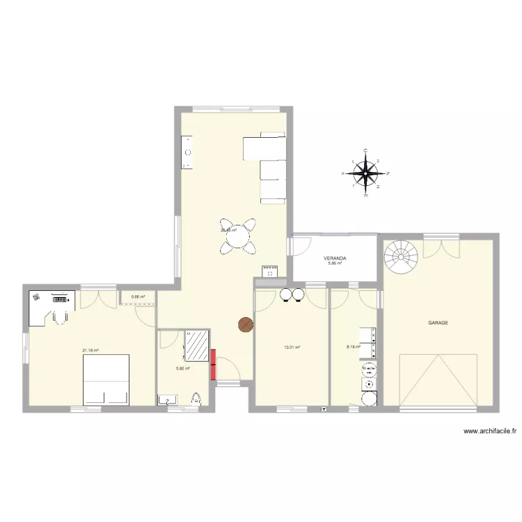 90M2 AVEC SS SOL COMPLET. Plan de 
