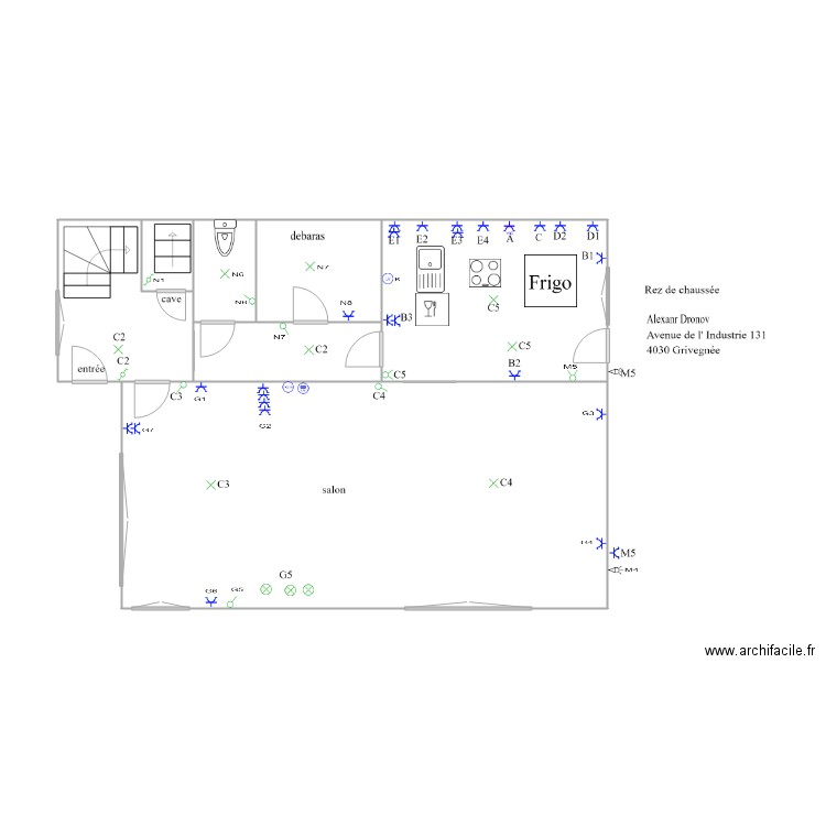 rez de3. Plan de 7 pièces et 59 m2