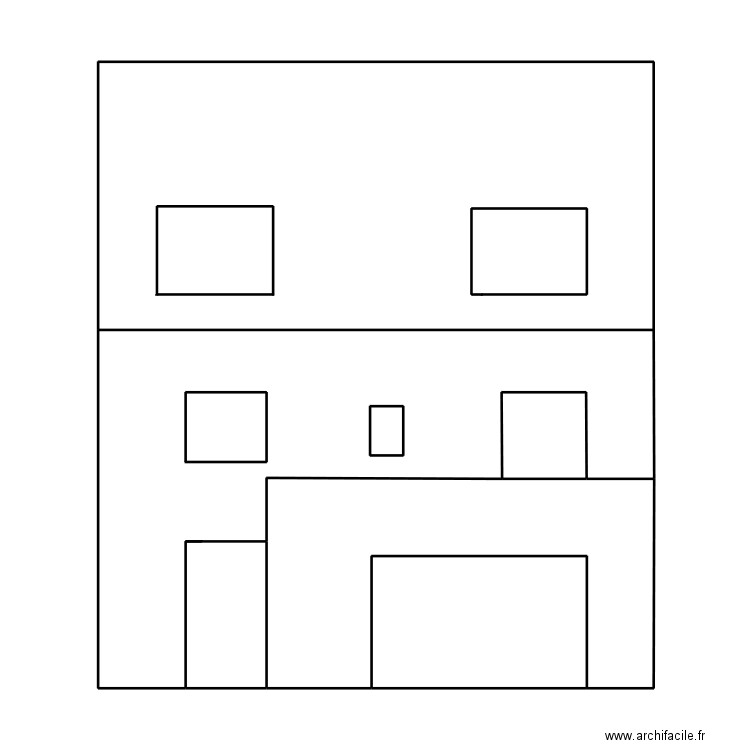 façade sud. Plan de 5 pièces et 27 m2