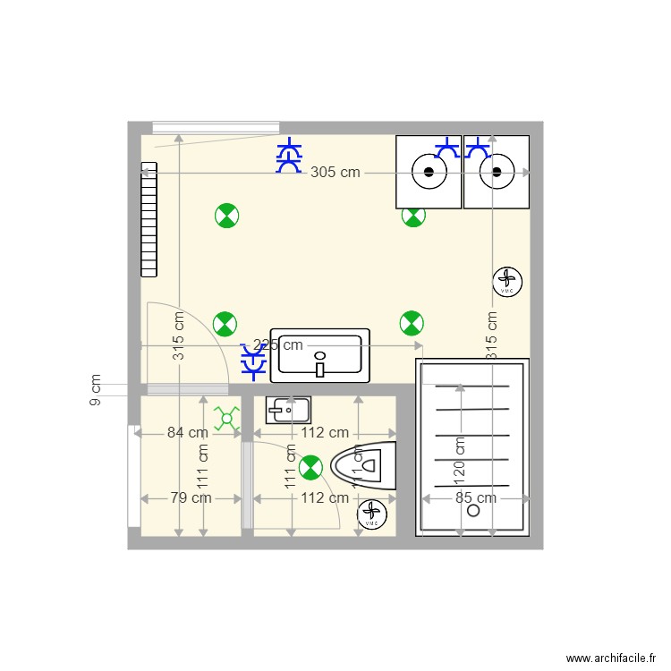 amory. Plan de 2 pièces et 9 m2