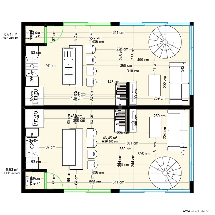 Loft avec 02 chambres sur R+1. Plan de 0 pièce et 0 m2