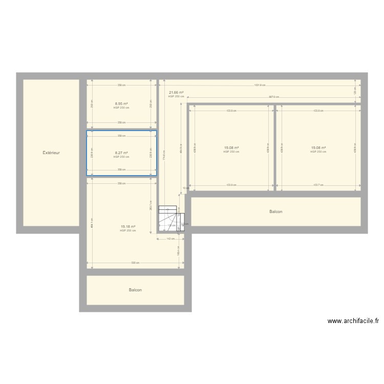 Zboub2. Plan de 22 pièces et 281 m2