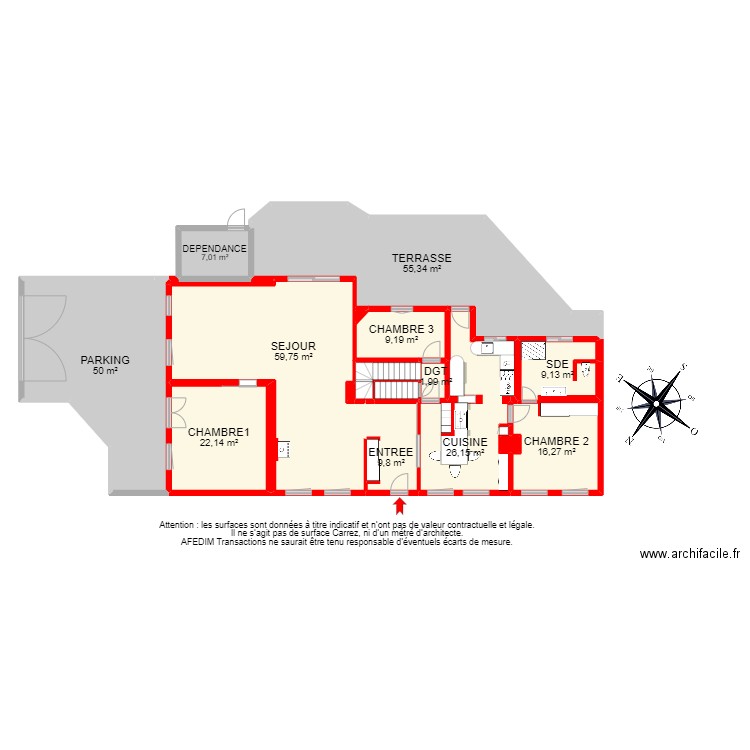 BI9872 - RDC . Plan de 17 pièces et 273 m2