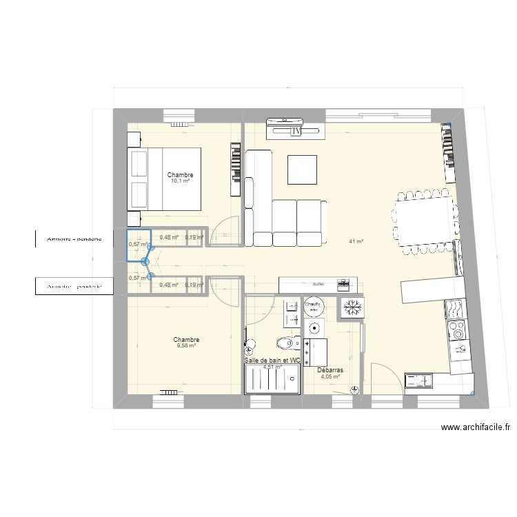 Mauzé 3. Plan de 5 pièces et 72 m2