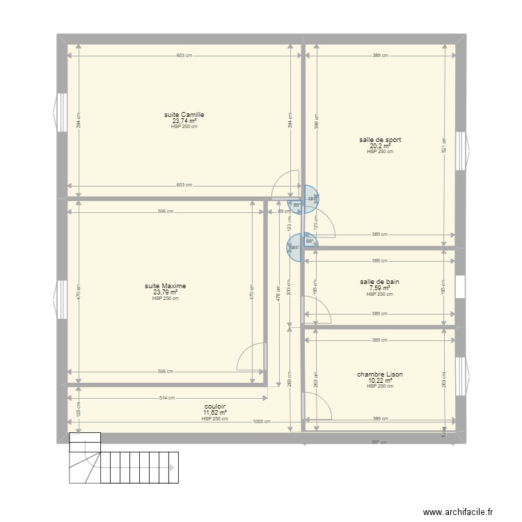 maison etage. Plan de 6 pièces et 97 m2