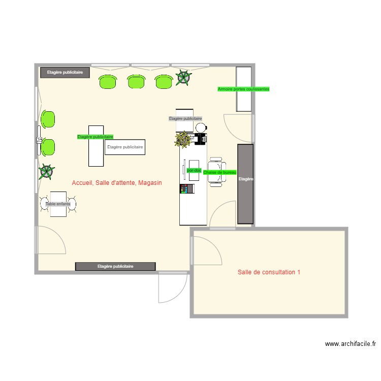 Plan véto idéal. Plan de 2 pièces et 45 m2