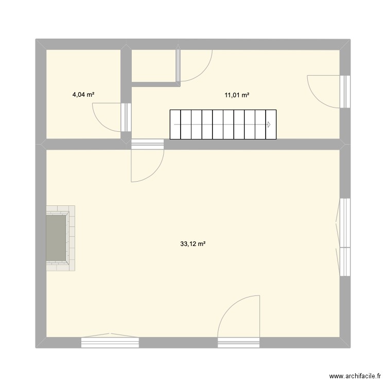 RDC BREAU projet. Plan de 3 pièces et 48 m2