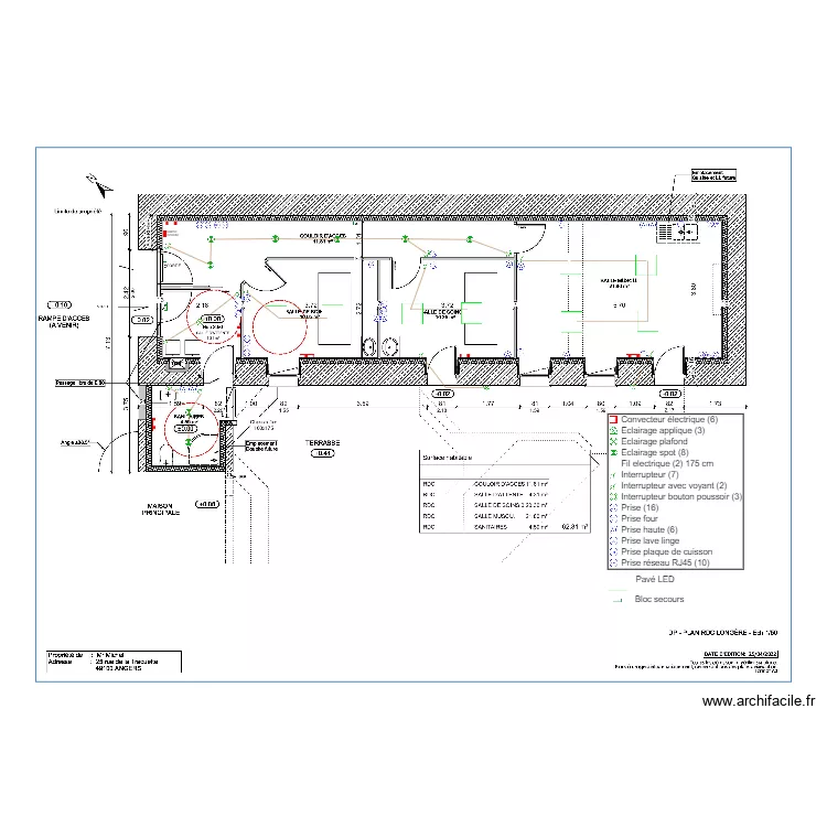 Plan &eacute;lectrique RDC Long&egrave;re Michel. Plan de 