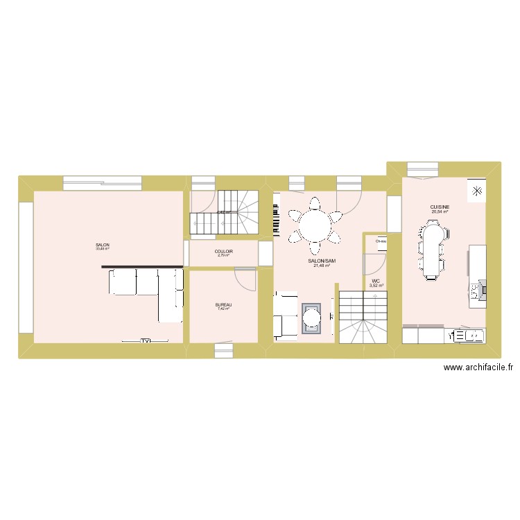 MAISON SAINTES. Plan de 7 pièces et 94 m2