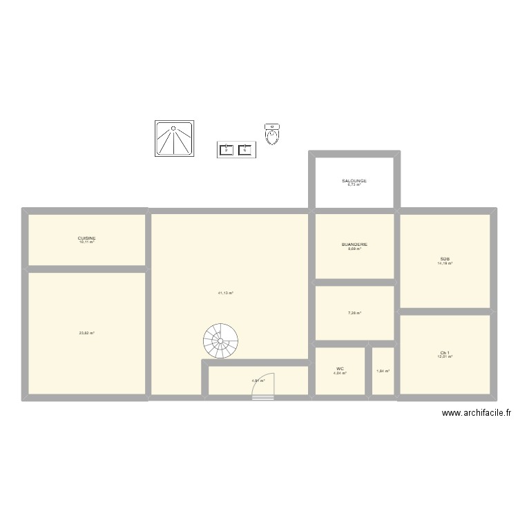 Pau toit plat. Plan de 11 pièces et 135 m2