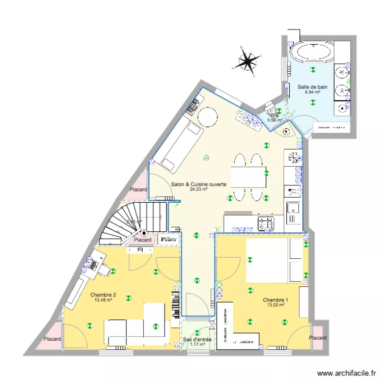 Appartement am&eacute;nag&eacute; 3. Plan de 