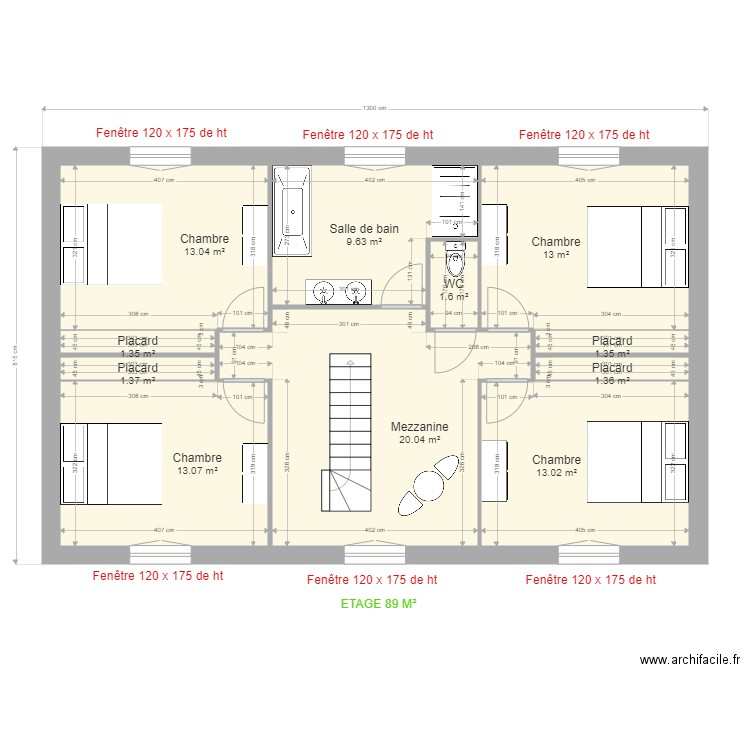 VELLUMYLUM LES AGEUX ETAGE. Plan de 11 pièces et 89 m2