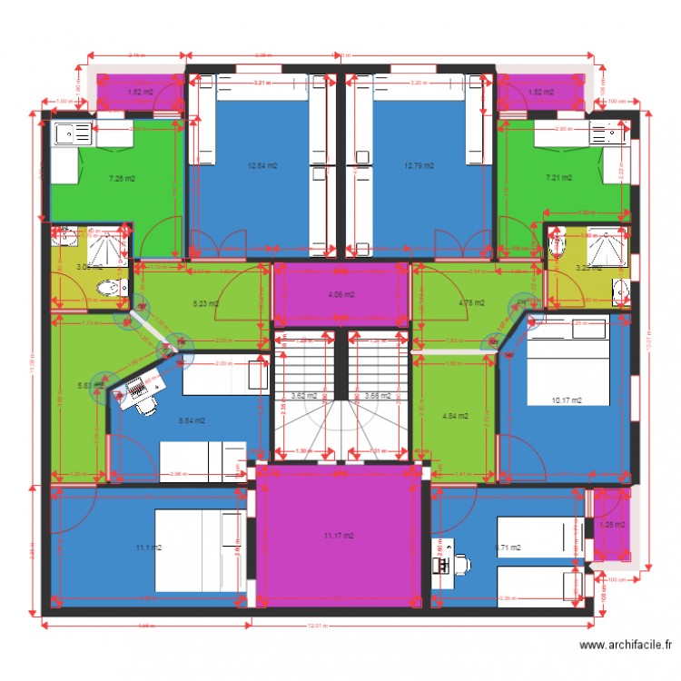 Plan Appartement de 60m2. Plan de 0 pièce et 0 m2