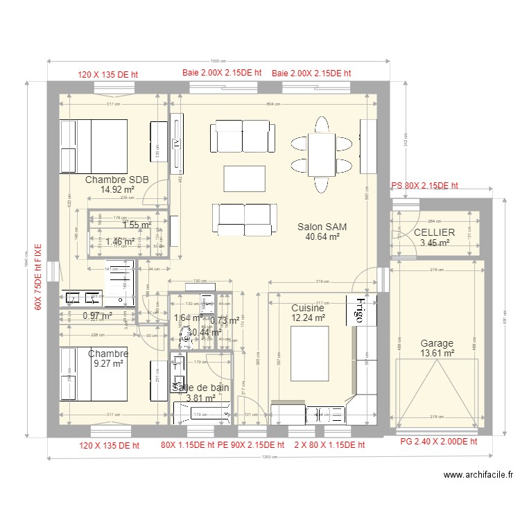  MOUGET & MENNECART 1. Plan de 13 pièces et 105 m2