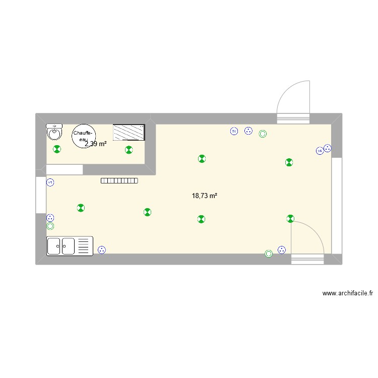 FLORENT. Plan de 2 pièces et 21 m2