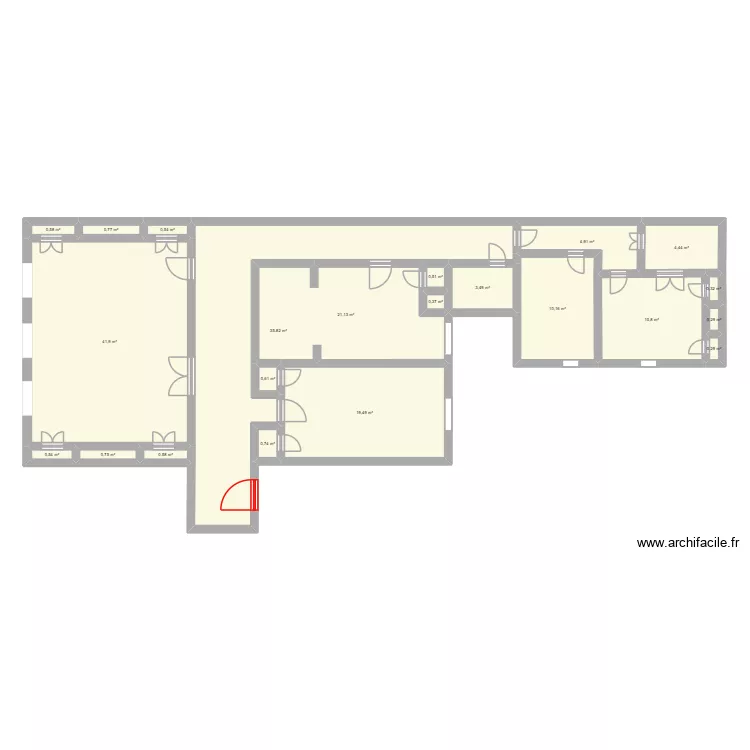 Quai. Plan de 22 Pièces et 159 m²