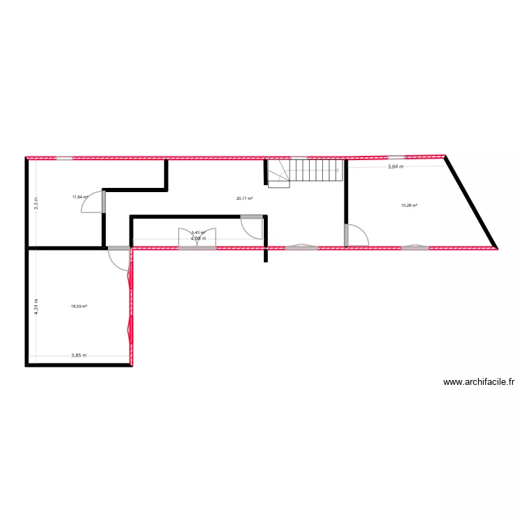 Plan pere R+1 pro V1. Plan de 5  et 70 m²
