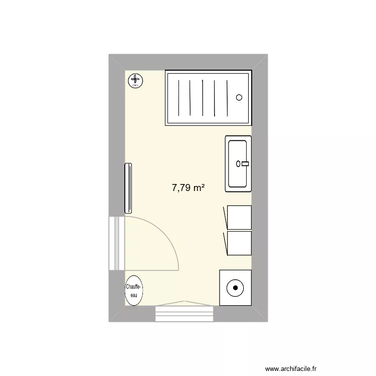 SDB RIU 2. Plan de 1  et 8 m²