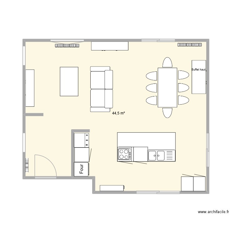 plan 3 gm. Plan de 1 pièce et 45 m2