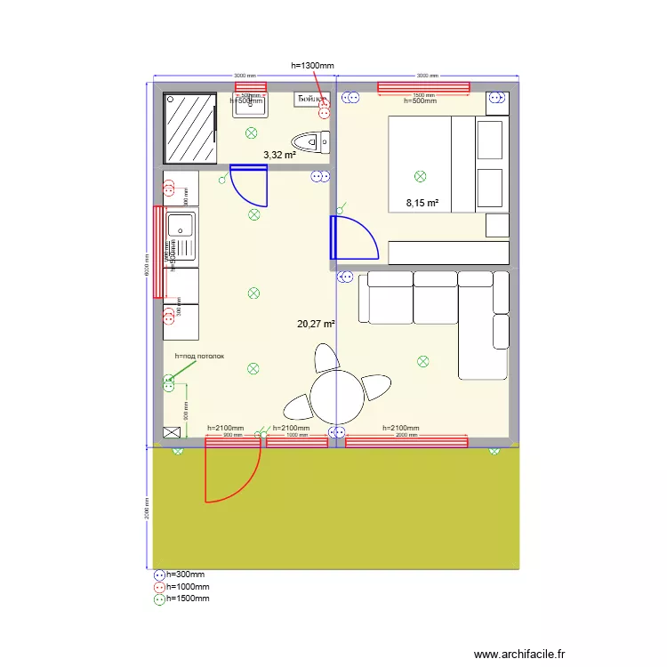 О2Б К эл. Plan de 4  et 42 m²