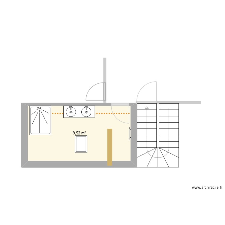 salle d\'eau gîte étage 2. Plan de 1 pièce et 10 m2