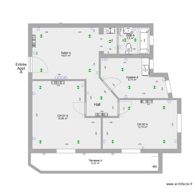 Projet Ghazela Appt A ELEC. Plan de 0 pièce et 0 m2
