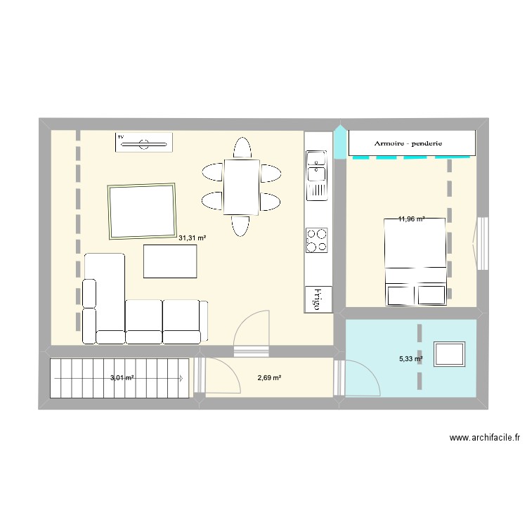 PHARMA GRENIER. Plan de 5 pièces et 54 m2