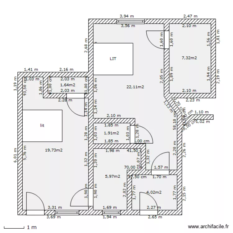 2 chambres d'hôtes. Plan de 2 chambres d'hôtes. Plan de