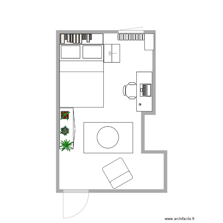 chambre Yume. Plan de 1 pièce et 14 m2